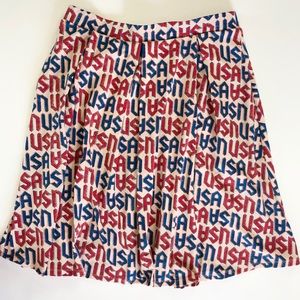 LuLaRoe USA logo Blue Red Flare Pleated Skirt